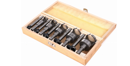 Set freze pentru lemn indepartare noduri si dopuri 10 piese 15-35 mm in cutie lemn (KD637) [14]