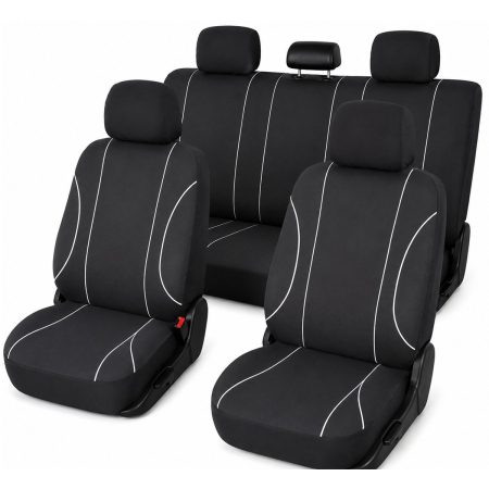 Altele - Set huse scaune auto universale negru-alb, material textil 8 piese (DISVF54)