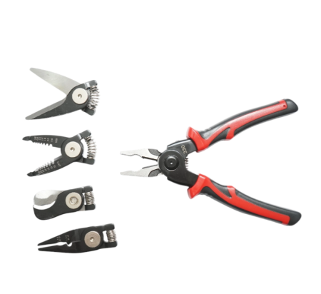 Set multifunctional 5 in 1 cu foarfeca, cleste patent, taiere, sertizare, dezizolare cabluri (DISTN64) [1]