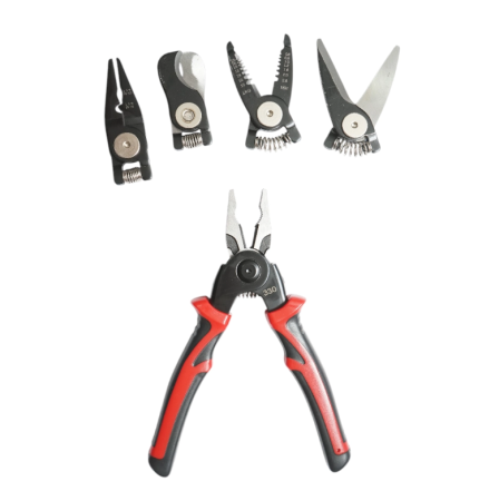 Produse noi (necategorizate) - Set multifunctional 5 in 1 cu foarfeca, cleste patent, taiere, sertizare, dezizolare cabluri (DISTN64)