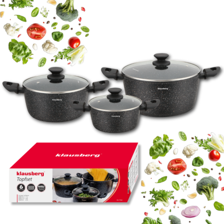 Set oale de gatit 6 piese cu invelis din marmura si capace (KB-7960) [6]