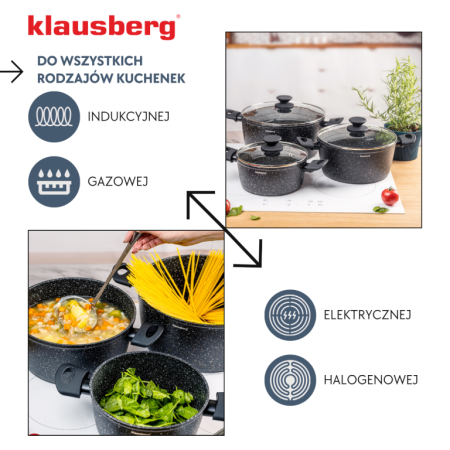 Set oale de gatit 6 piese cu invelis din marmura si capace (KB-7960) [5]