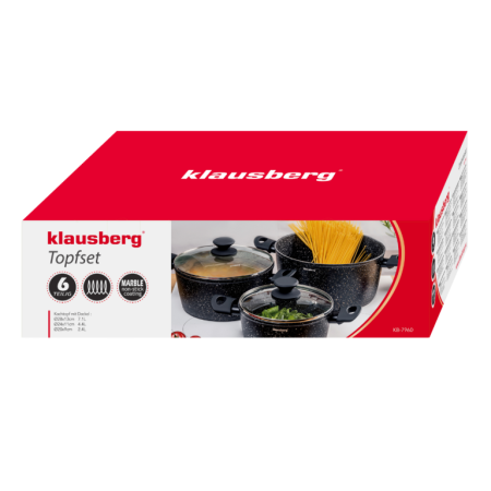 Set oale de gatit 6 piese cu invelis din marmura si capace (KB-7960) [12]