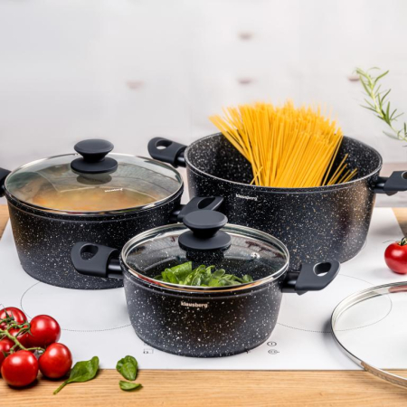 Set oale de gatit 6 piese cu invelis din marmura si capace (KB-7960) [9]