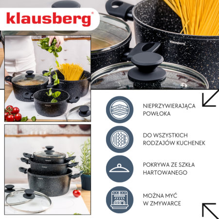 Set oale de gatit 6 piese cu invelis din marmura si capace (KB-7960) [8]