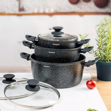 Set oale de gatit 6 piese cu invelis din marmura si capace (KB-7960) [11]