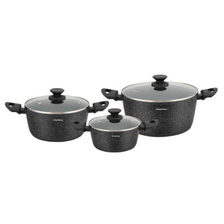 Oale si cratite - Set oale de gatit 6 piese cu invelis din marmura si capace (KB-7960)