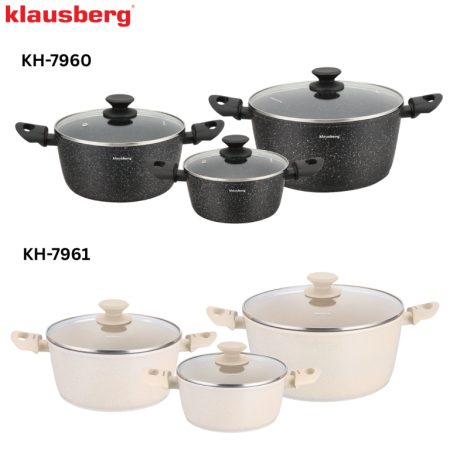 Set oale de gatit 6 piese cu invelis din marmura si capace (KB-7960) [2]