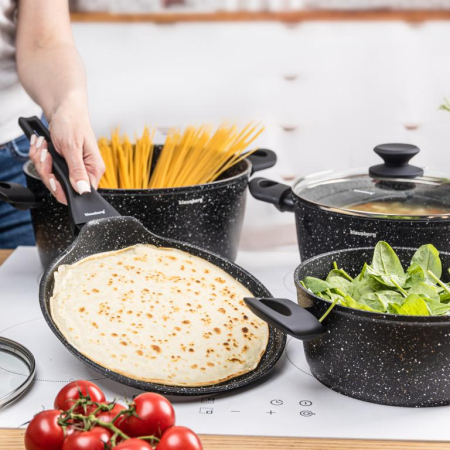 Set oale de gatit 7 piese, aluminiu invelis marmorat negru (KB-7962) [2]