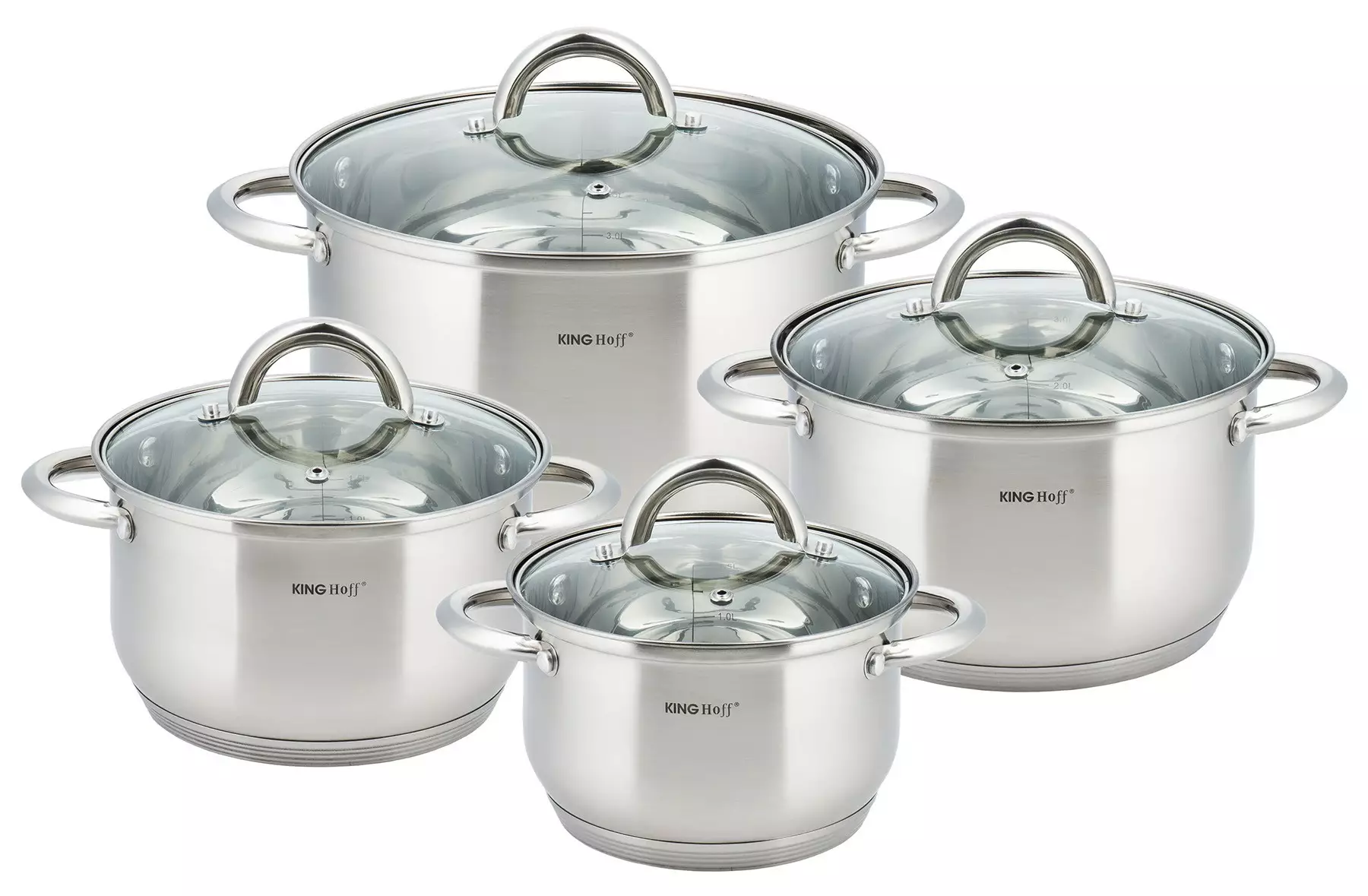 Oale si cratite - Set oale de gatit 8 piese din otel inoxidabil cu capace si invelis marmurat (KH-4448)