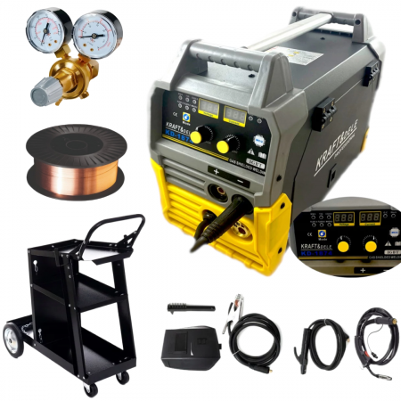Aparate sudura - Set Pachet aparat invertor sudura MIGMAGFCAWMMATIG + carucior masa aparat + regulator reductor presiune + fir sudura cupru(KD1874-01)