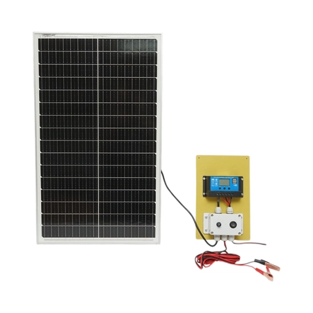 Sistem alimentare (panou, baterie, adaptor 220V) - Set panou solar 50W fotovoltaic monocristalin 670x400x25mm cu regulator 10A 12/24V, 2xUSB, cablu baterie 2m DISVJ73 (BK87098)