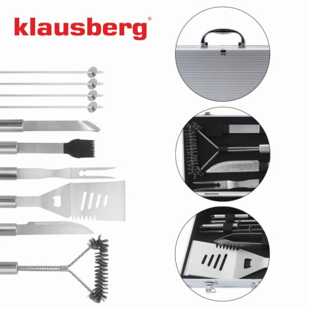 Set pentru gratar din otel inoxidabil in servieta, 10 piese (KB-7901) [3]