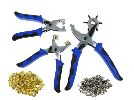 Clesti - Set pentru prelucrarea pielii cu clesti pentru perforare ochiuri si capse (G01825)