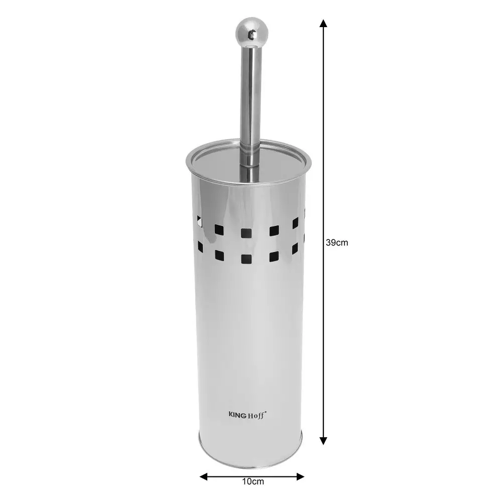 Set perie si suport toaleta, otel inoxidabil + tava interioara plastic, negru, diametru 10x39,5cm (KH-3220) [3]