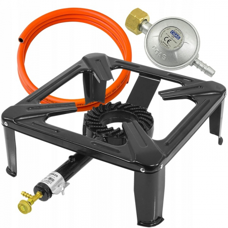 Incalzitoare arzatoare electrice / gaz / combustibil - Set pirostrie 6.5kw 40x40cm cu furtun si ceas regulator (B5820)