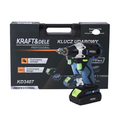 Set Pistol cheie masina insurubat desfacut cu impact acumulator 21V 750Nm 2x3000mAh + chei tubulare (KD3407) [5]