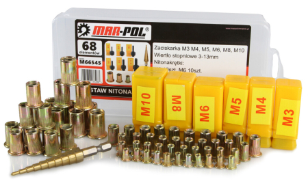 Altele - Set piulite nit cu scule nituire M3-M10 68 piese cu valiza (M66545)