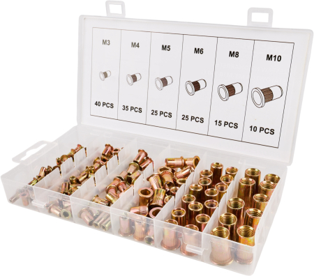 Altele - Set piulite nituibile din otel M3-M10, 150 bucati, cu organizator (KD12676)