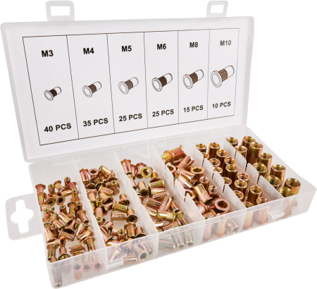 Set piulite nituibile din otel M3-M10, 150 bucati, cu organizator (KD12676) [1]