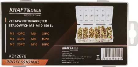 Set piulite nituibile din otel M3-M10, 150 bucati, cu organizator (KD12676) [11]