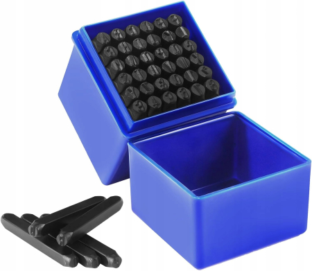 Burghie/freze/carote/dalti/dornuri/cutite strung/punctatoare - Set poansoane litere A-Z si cifere numere 0-9 6mm 36piese (S12101)