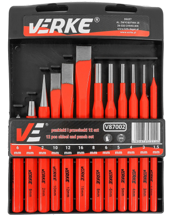 Set poansoane si dalti VERKE, 12 piese, Cr-V, cu caseta (V87002) [1]