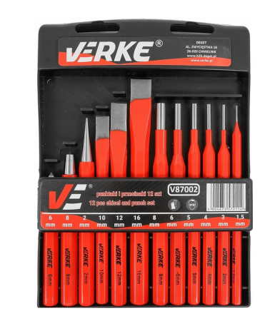 Set poansoane si dalti VERKE, 12 piese, Cr-V, cu caseta (V87002) [2]