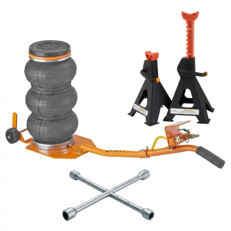 Scule Atelier Auto - Set ridicare auto cric pneumatic 3.5 tone + capre sustinere 3 tone + cheie prezoane (14308+OX-467+KD10532)