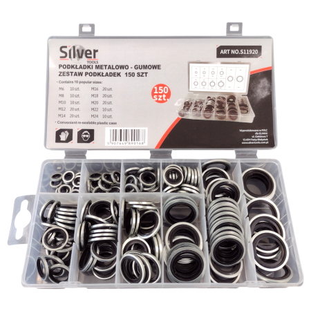 Altele - Set saibe etansare metal-cauciuc M6–M24, 150 piese, pentru ulei si apa, rezistente la presiune (S11920)