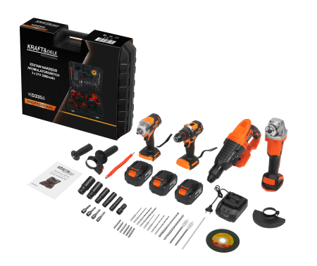 Scule electrice - Set scule electrice fara fir 21V, 4 scule, 3 baterii 3000mAh (KD3358)