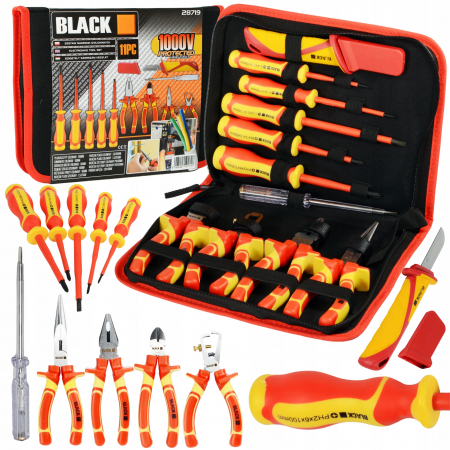 Produse noi (necategorizate) - Set scule izolate 1000V clesti surubelnite pentru electricieni 11 piese (28719)