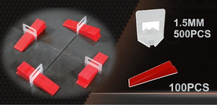 Set sistem de nivelare gresie si faianta 500 clipsuri 1.5 mm, 100 pene (KD10775) [0]