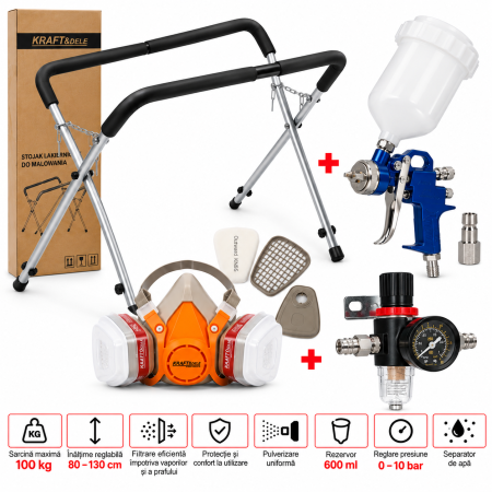 Pistol / sistem vopsit - Set suport vopsit si masca de protectie cu filtru (KD3585+KD10030+KD10212+KD1497)