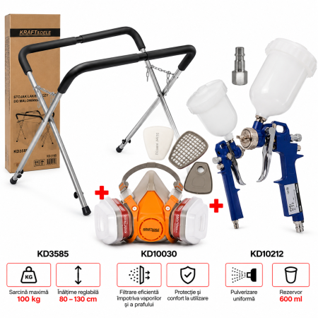 Pistol / sistem vopsit - Set suport vopsit si masca de protectie cu filtru (KD3585+KD10030+KD10212)