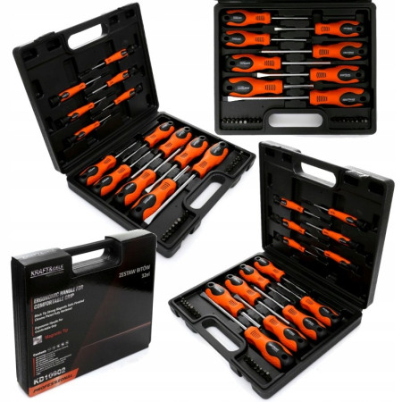 Surubelnite - Set surubelnite si biti, 32 buc cu suport valiza (KD10902)