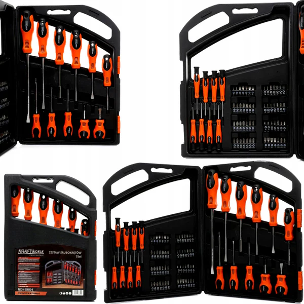 Surubelnite - Set surubelnite si biti, 75 buc cu suport valiza (KD10904)