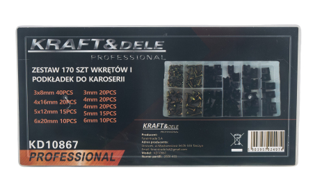 Set suruburi si saibe pentru caroserie, 170 buc. (KD10867) [2]