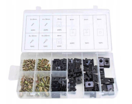 Set suruburi si saibe pentru caroserie 170 bucati, M3-M6, cu organizator (S10534) [1]