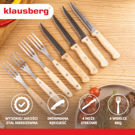 Set tacamuri pentru friptura si gratar din otel inoxidabil si lemn, 8 piese  (KB-7976) [8]