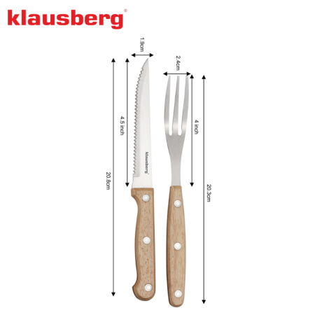 Set tacamuri pentru friptura si gratar din otel inoxidabil si lemn, 8 piese  (KB-7976) [3]