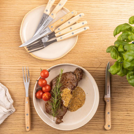 Set tacamuri pentru friptura si gratar din otel inoxidabil si lemn, 8 piese  (KB-7976) [7]