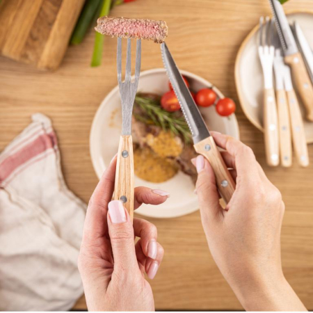 Set tacamuri pentru friptura si gratar din otel inoxidabil si lemn, 8 piese  (KB-7976) [10]