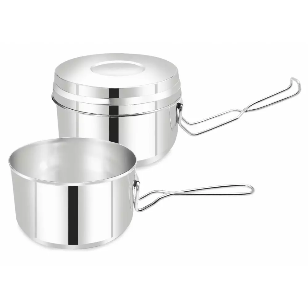 Oale si cratite - Set tiffin din inox tip caserole suprapuse, 3 piese cu diametre de 15.4/15/13cm (KH-1373)