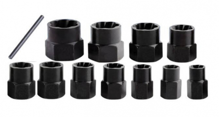 De impact / de forta - Set extractor 10-27mm suruburi piulite rotunjite deteriorate rupte (KD11792)