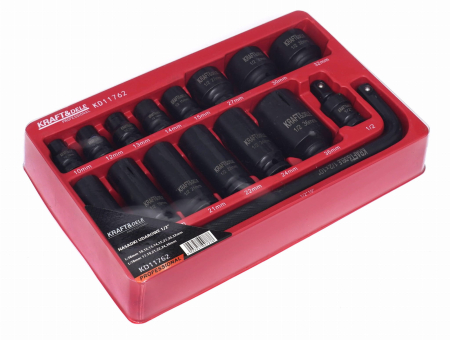 Produse noi (necategorizate) - Set trusa chei tubulare impact ½ 16 piese 10-36mm intarite, pistol impact (KD11762)