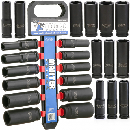 De impact / de forta - Set trusa chei tubulare impact lungi ½ 12 piese 10-27mm intarite, pistol impact (M00814)