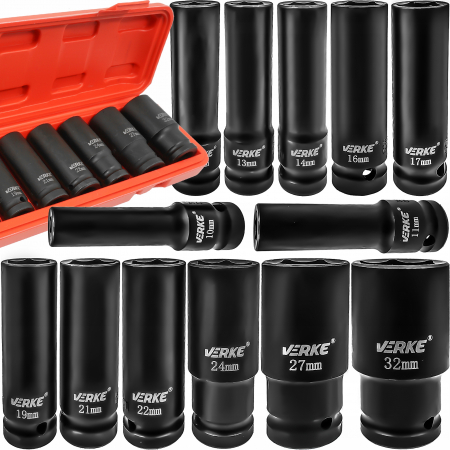 Set trusa chei tubulare impact lungi ½ 13 piese 10-32mm intarite, pistol impact (V39466) [6]