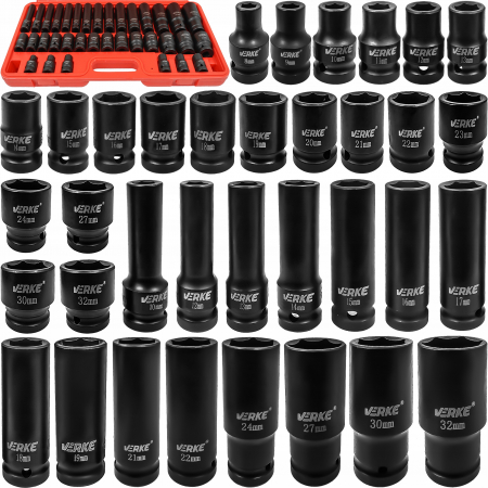 Set trusa chei tubulare impact lungi ½ 35 piese 8-32mm intarite, pistol impact (V39469) [5]