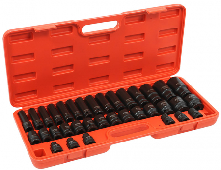De impact / de forta - Set trusa chei tubulare impact lungi ½ 35 piese 8-32mm intarite, pistol impact (V39469)
